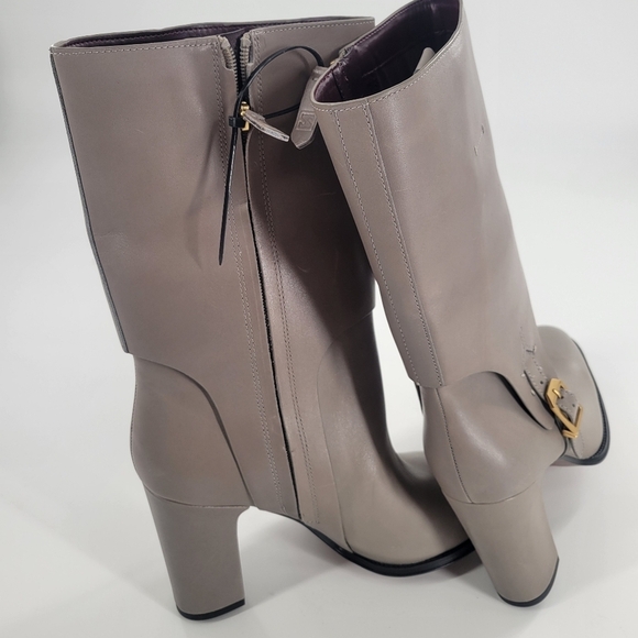 Franco Sarto Wyatt Mid Calf Leather Boot Gray New Size 9.5 - Picture 4 of 10